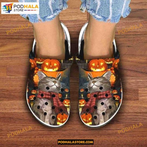 Cat Scary Jack Of Lantern 31st Of October Halloween Crocs For Cat Lovers