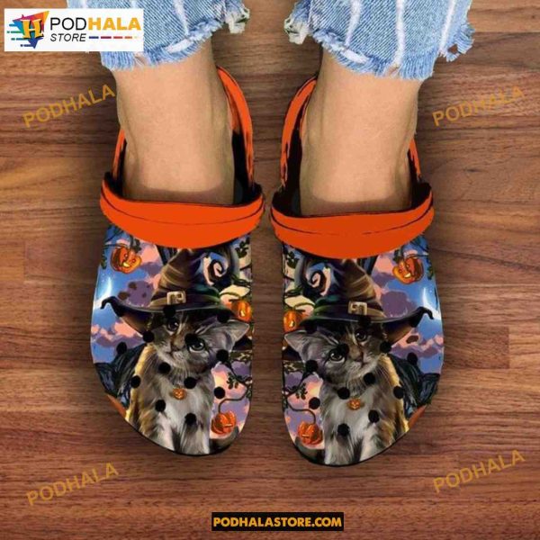 Cat Witch Halloween Kitten Crocs For Cat Lovers, Adults Kids Halloween Crocs