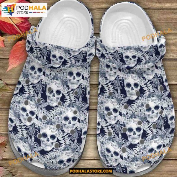 Collection Of Creepy Skulls Pattern Pirnted Adults Kids Halloween Crocs