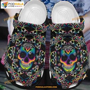 Colorfull Skull Manadala Pattern Halloween Style Adults Kids Halloween Crocs
