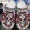 Cool Skull Red Floral Happy Halloween For Skull Lovers, Adults Kids Halloween Crocs
