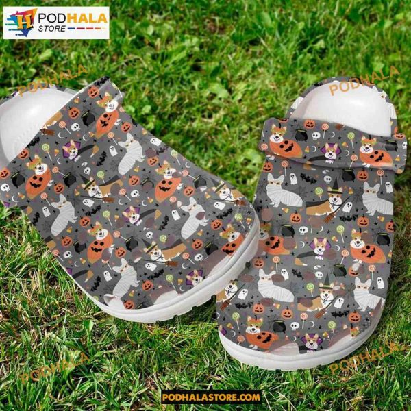 Corgi Dog Halloween Crocs Classic Clogs Shoes, Adults Kids Halloween Crocs