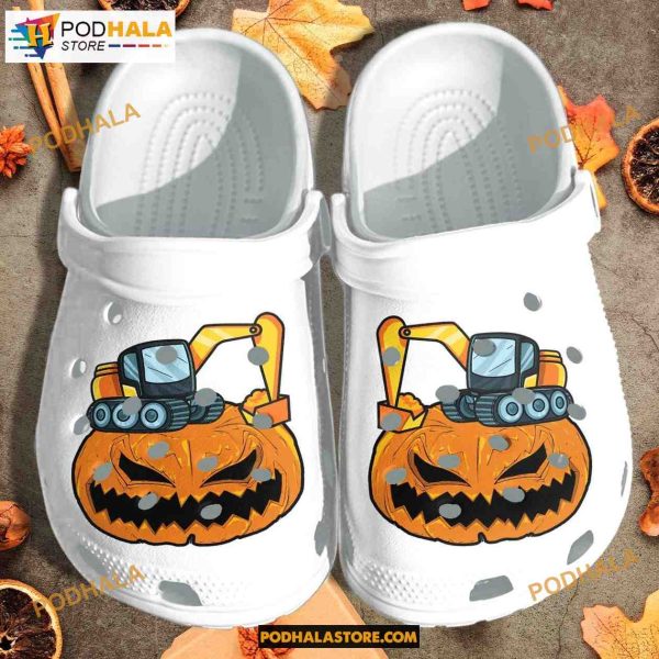 Cranes Truck Pumpkin Halloween Clog Crocs Shoes Birthday Gift, Adults Kids Halloween Crocs