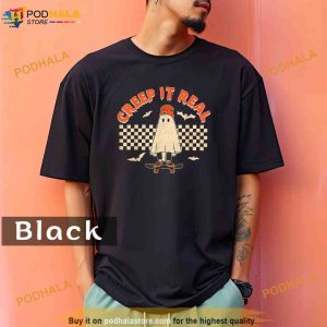 Creep It Real Skateboarding Ghost Retro Halloween Costume Comfort Colors Shirt