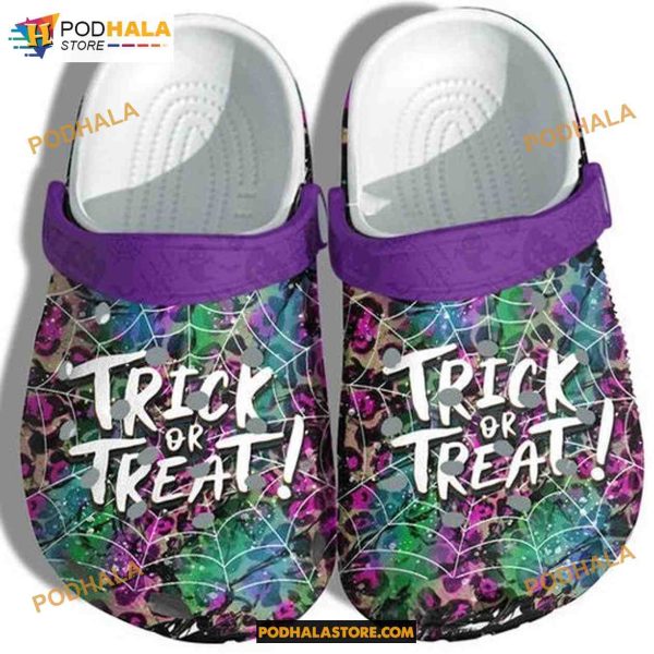 Creepy Tie Dye Trick Or Treat Shoes Clogs Spider Adults Kids Halloween Crocs