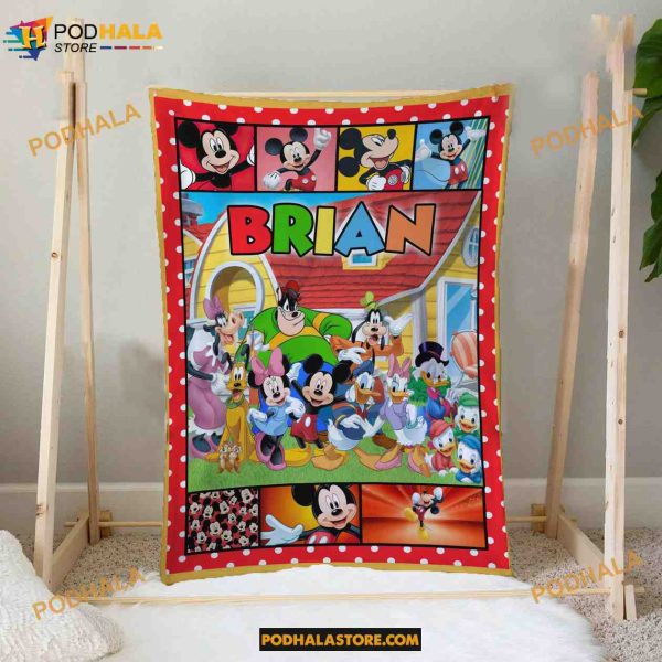 Custom Family Mickey Mouse And Friends Disney Fleece Blanket Birthday Gifts