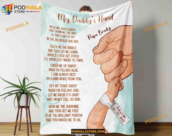 Custom Father’s Day Gift, Custom My Daddy’s Hand Blanket