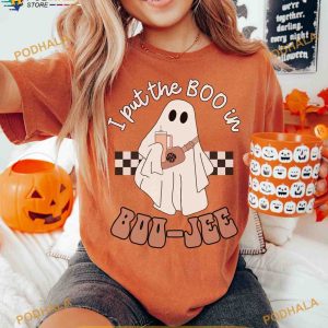 Custom Ghost Spooky Season Comfort Colors Shirt Gift for Her Spooky Vibes Tee 2