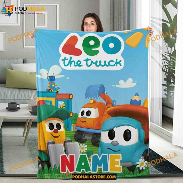 Custom Leo The Truck Blanket, Personalized Leo The Truck Birthday Gift