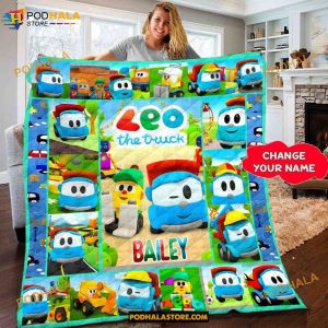 Custom Leo The Truck Fleece Blanket, Leo The Truck Fleece Blanket