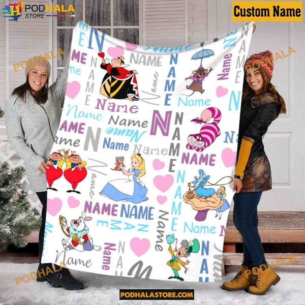 Custom Name Alice in Wonderland Blanket, Gifts For Disney Lovers