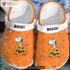 Custom Name Boo Snoopy Pumpkin and Woodstock Clog Shoes Halloween Crocs