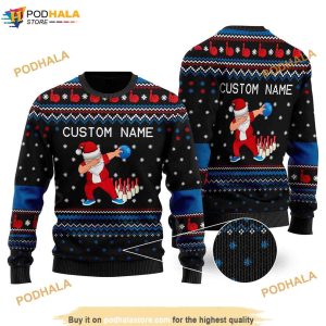 Custom Name Bowling Image Cool Noel Pattern Funny Ugly Sweater