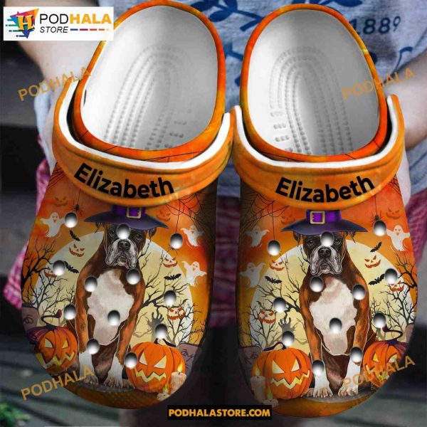 Custom Name Boxer Witch Adults Kids Halloween Crocs