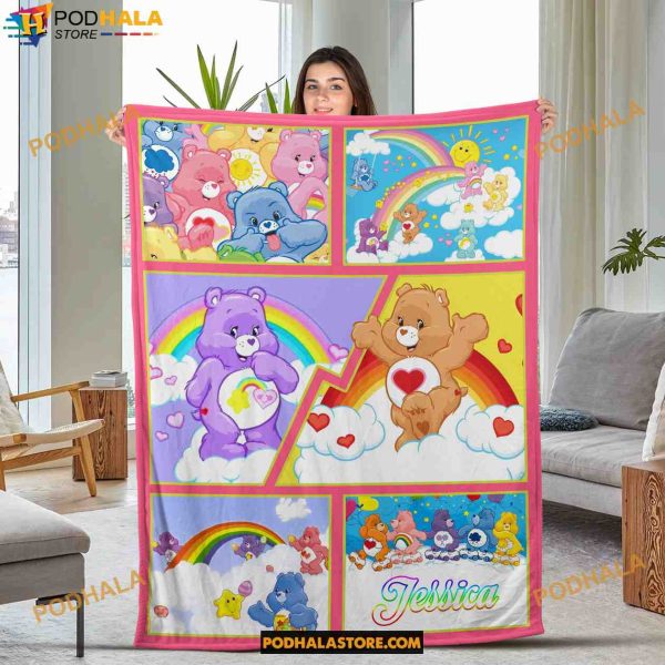 Custom Name Care Bears Blanket, Care Bear Christmas, Gifts For Disney Lovers