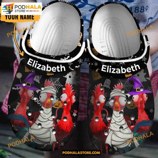 Custom Name Chicken Witch Mummy Classic Clogs Shoes Halloween Crocs