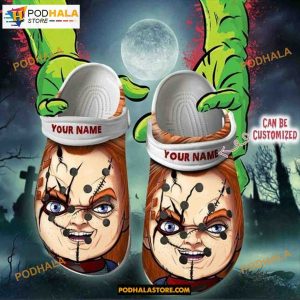 Custom Name Chucky Face Halloween Crocs For Kids Adults