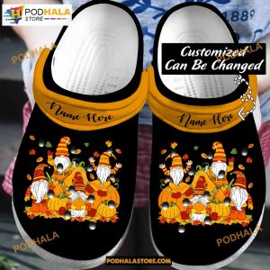 Custom Name Cute Pumpkin Gnomes Fall Autumn Fall Adults Kids Halloween Crocs