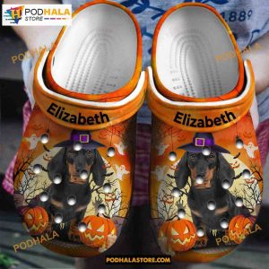 Custom Name Dachshund Wear Hat Classic Clogs Shoes Halloween Crocs