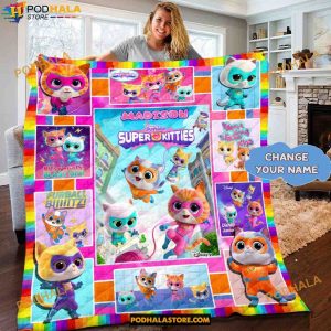 Custom Name Disney Junior SuperKitties Blanket, Gifts For Disney Lovers