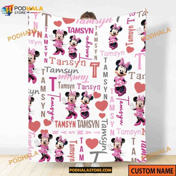 Custom Name Disney Minnie Blanket, Minnie Mouse Fleece Blanket