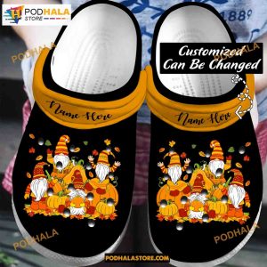 Custom Name Fall Cute Pumpkin Gnomes Fall Autumn Clog Shoes Halloween Crocs