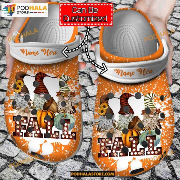 Custom Name Fall  Gnomes Pumpkin Clog Shoes Halloween Crocs