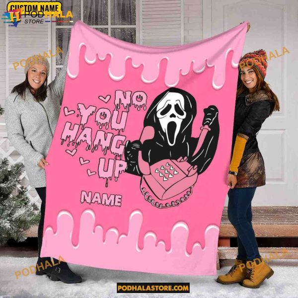 Custom Name Ghost Face Halloween Blanket, No You Hang Up Scream Blanket