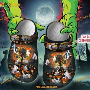 Custom Name God Pumpkin Halloween Funny Clog Shoes, Halloween Crocs