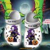 Custom Name Halloween Black Cat and Pumpkin Funny Clog Shoes, Halloween Crocs