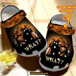 Custom Name Halloween Black Cats Killer What Funny Clog Shoes, Halloween Crocs