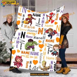 Custom Name Halloween Blanket, Marvel Captain Blanket, Marvel Halloween Blanket