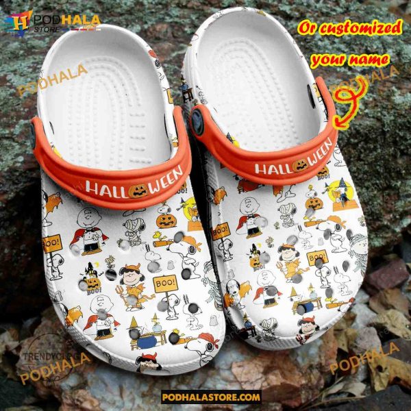 Custom Name Halloween Boo Pattern Funny Clog Shoes, Halloween Crocs
