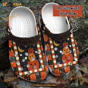 Custom Name Halloween Cheeky Pumpkin Funny Clog Shoes, Halloween Crocs