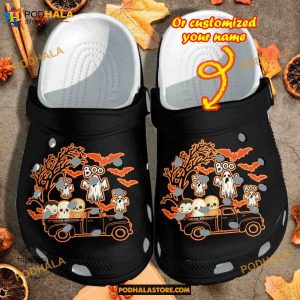 Custom Name Halloween Driving Monsters Funny Clog Shoes, Halloween Crocs