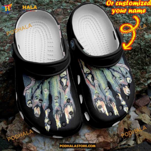 Custom Name Halloween Foot Skeleton Clogs Shoes, Halloween Crocs