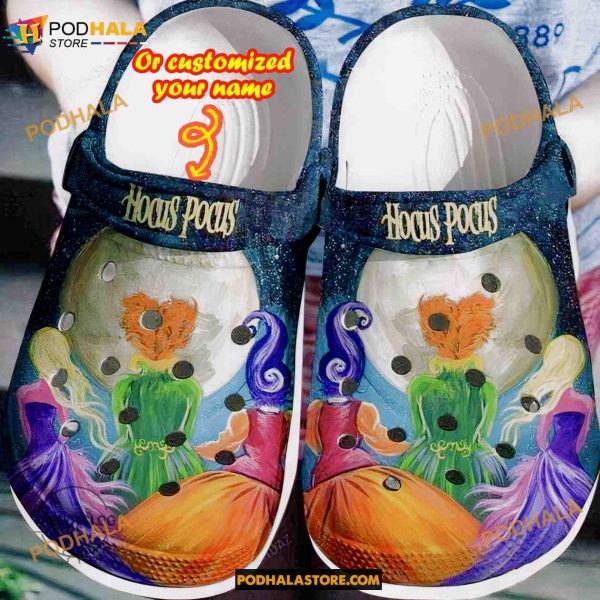 Custom Name Halloween Hocus Pocus Colorful Crocs, Halloween Crocs