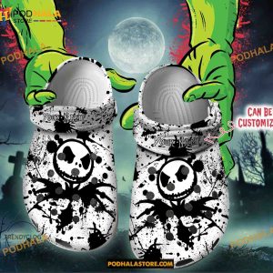 Custom Name Halloween Jack Color Splash Funny Clog Shoes, Halloween Crocs