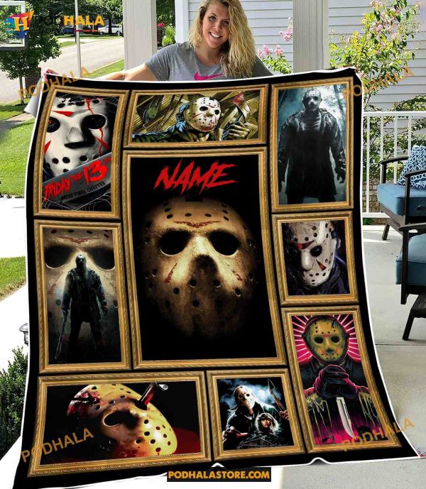 Custom Name Halloween Movies Friday The 13th Fleece Blanket