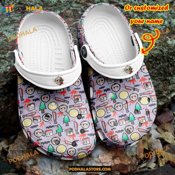 Custom Name Halloween Pattern Funny Clog Shoes, Halloween Crocs