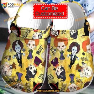 Custom Name Hocus Pocus Pattern Funny Clog Shoes, Halloween Crocs