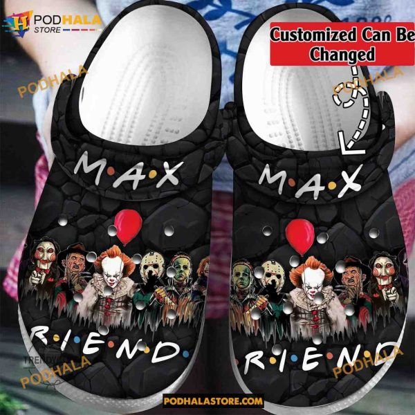 Custom Name Horror Friends Scary Faces Funny Clog Shoes, Halloween Crocs