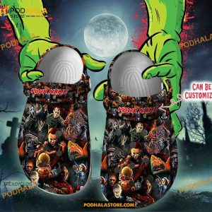 Custom Name Horror Movies Halloween Classic Crocs Funny Clog Shoes, Halloween Crocs