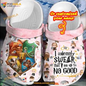 Custom Name I Solemnly Swear That I Am Up No Good Funny Clog Shoes, Halloween Crocs