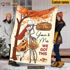Custom Name Jack And Sally You Me We Got This Blanket, Halloween Jack Skellington Fall Season