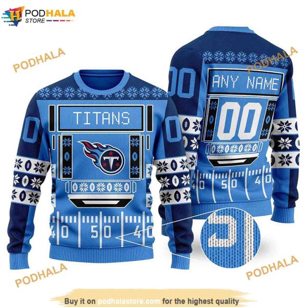 Custom Name Number NFL Tennessee Titans Playing Funny Ugly Sweater