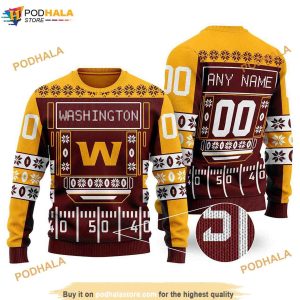 Custom Name Number NFL Washington Football Team Funny Ugly Sweater