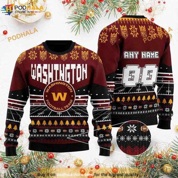 Custom Name Number NFL Washington Football Team Rugby Funny Ugly Sweater Gift