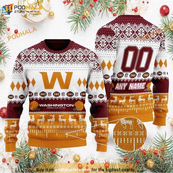 Custom Name Number NFL Washington Football Team Shirt Funny Ugly Sweater