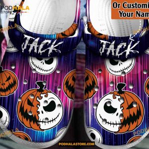 Custom Name Pumpkin Jack Halloween Funny Clog Shoes, Halloween Crocs